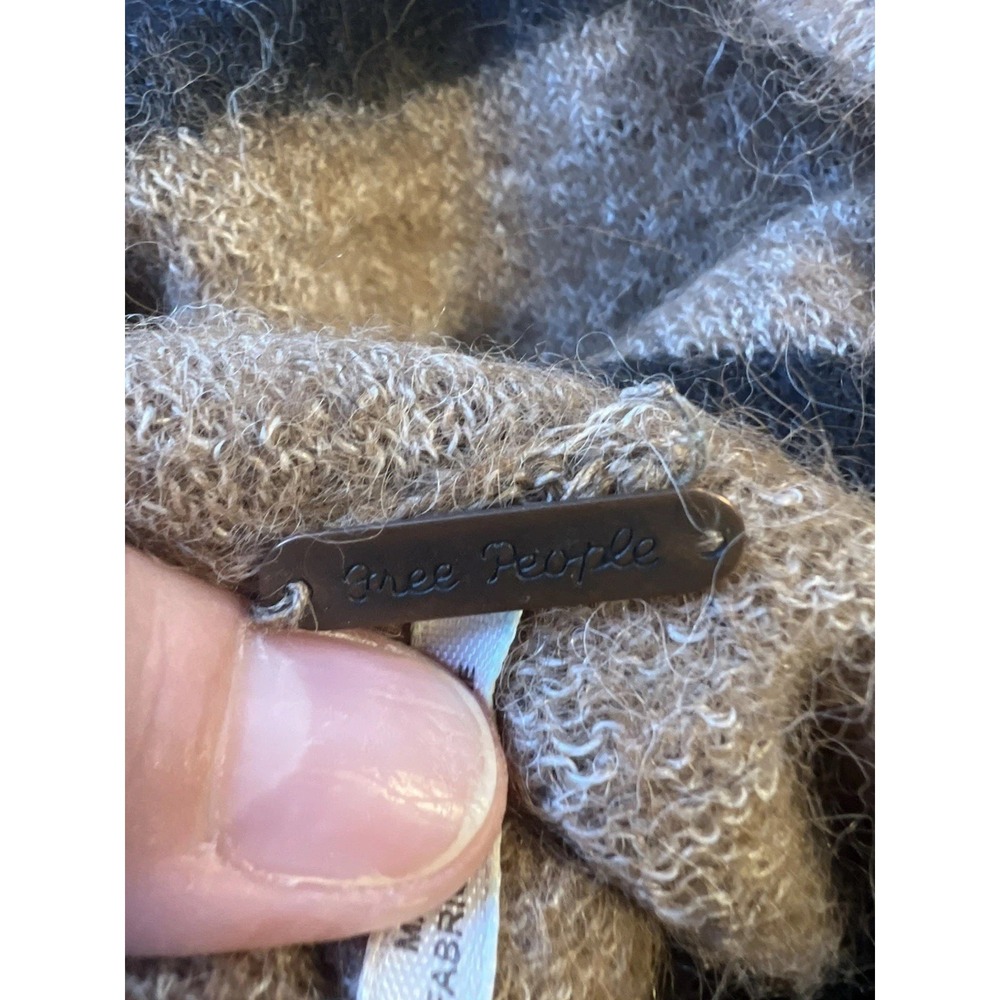 Free People Alpaca Blend Striped Slouchy Turtleneck Sweater Brown Black Sz M - Picture 5 of 10